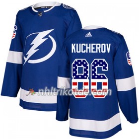 Tampa Bay Lightning Trikot Nikita Kucherov 86 Adidas 2017-2018 Blau USA Flag Fashion Authentic - Herren